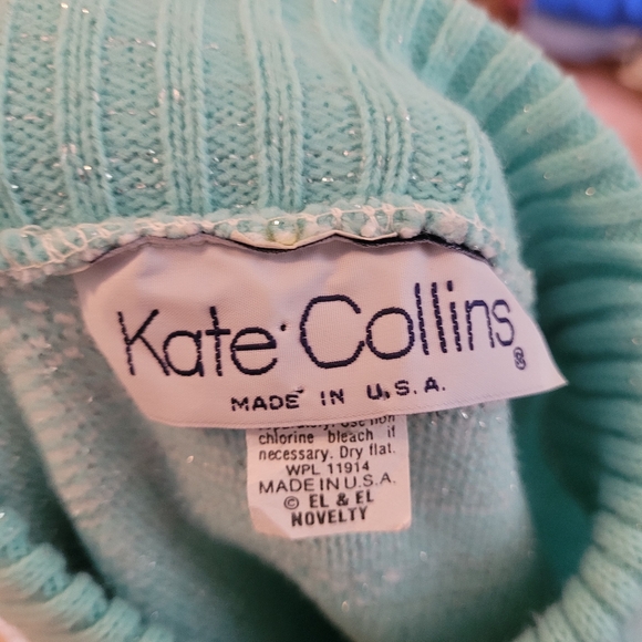 Mint shimmer vintage novelty sweater snowflakes Large - Picture 8 of 8